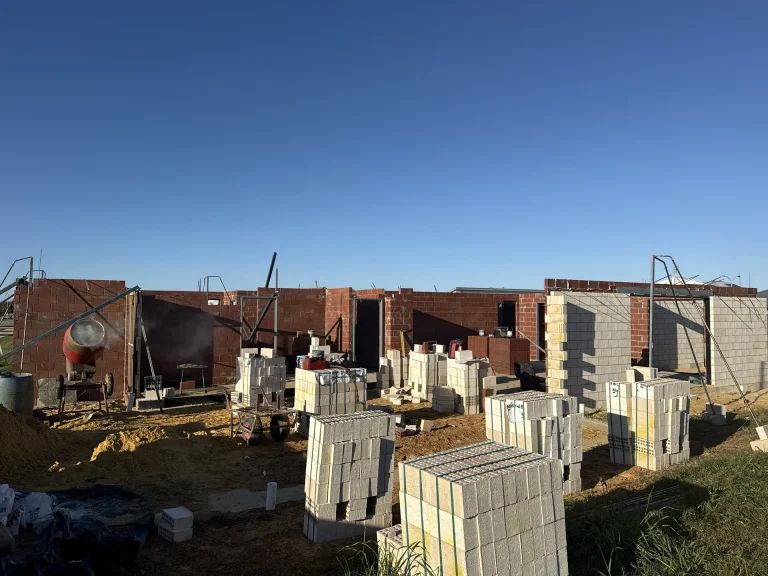 Block and brick walls under construction on a residential site in Perth